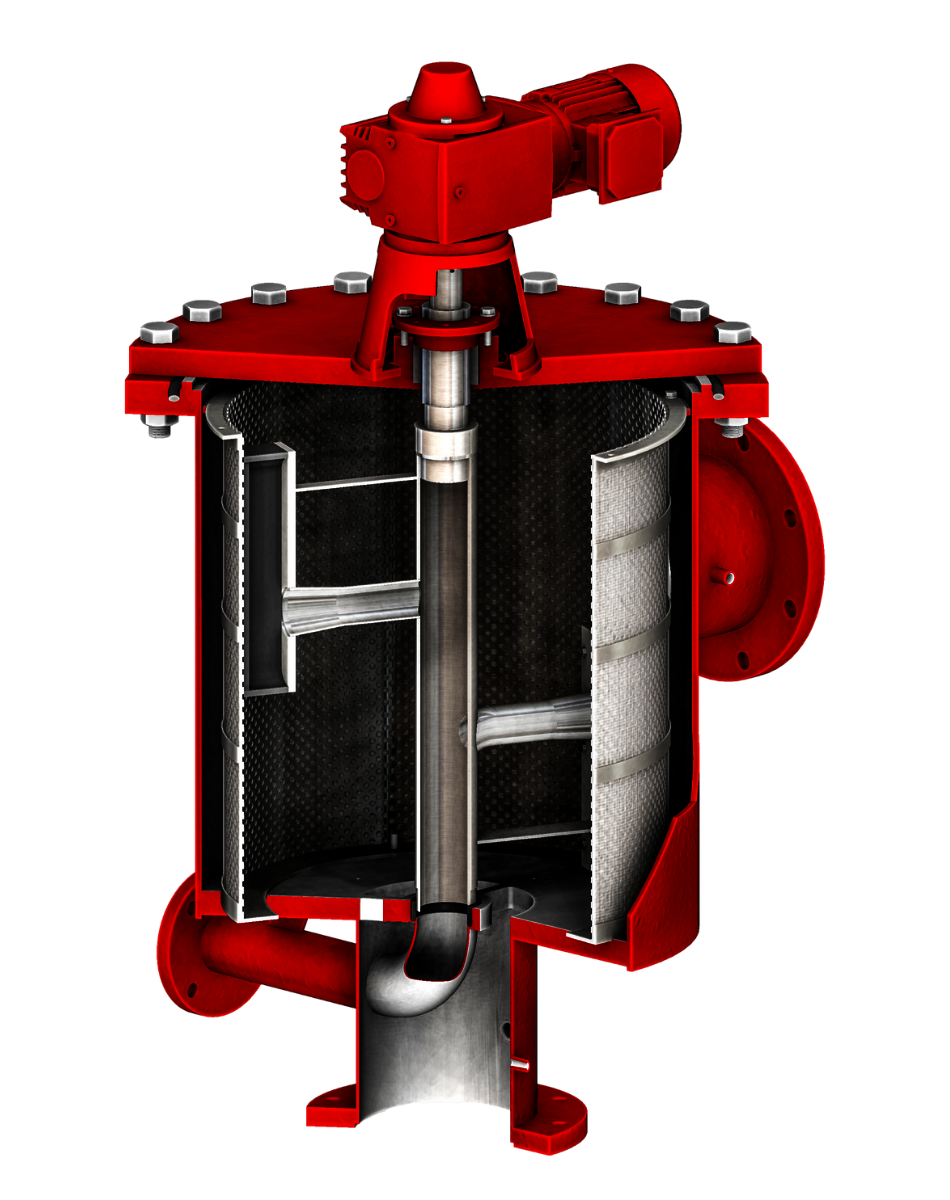 Backwash drum filter HP from the inside