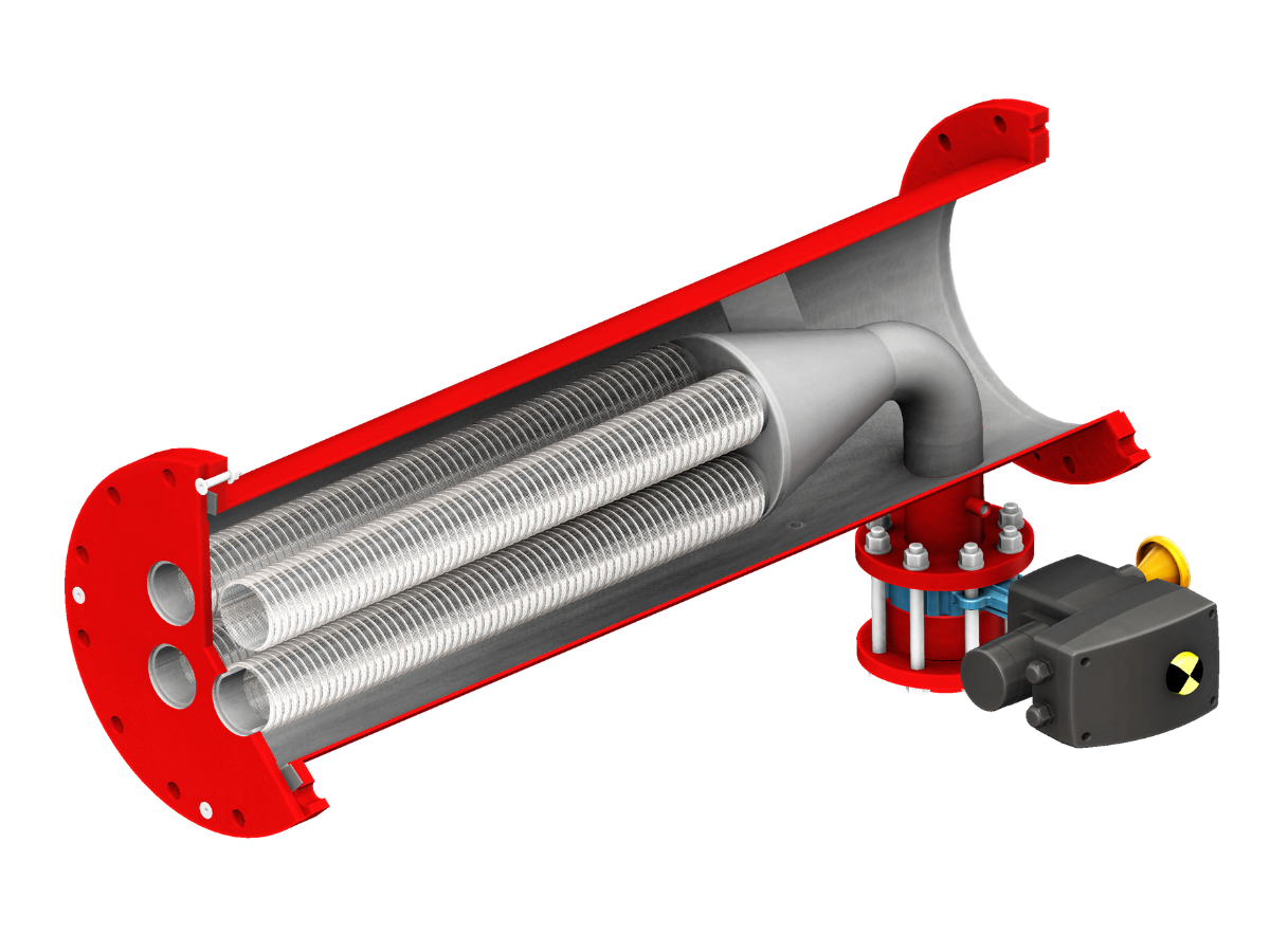 Sectional view of JET filter housing